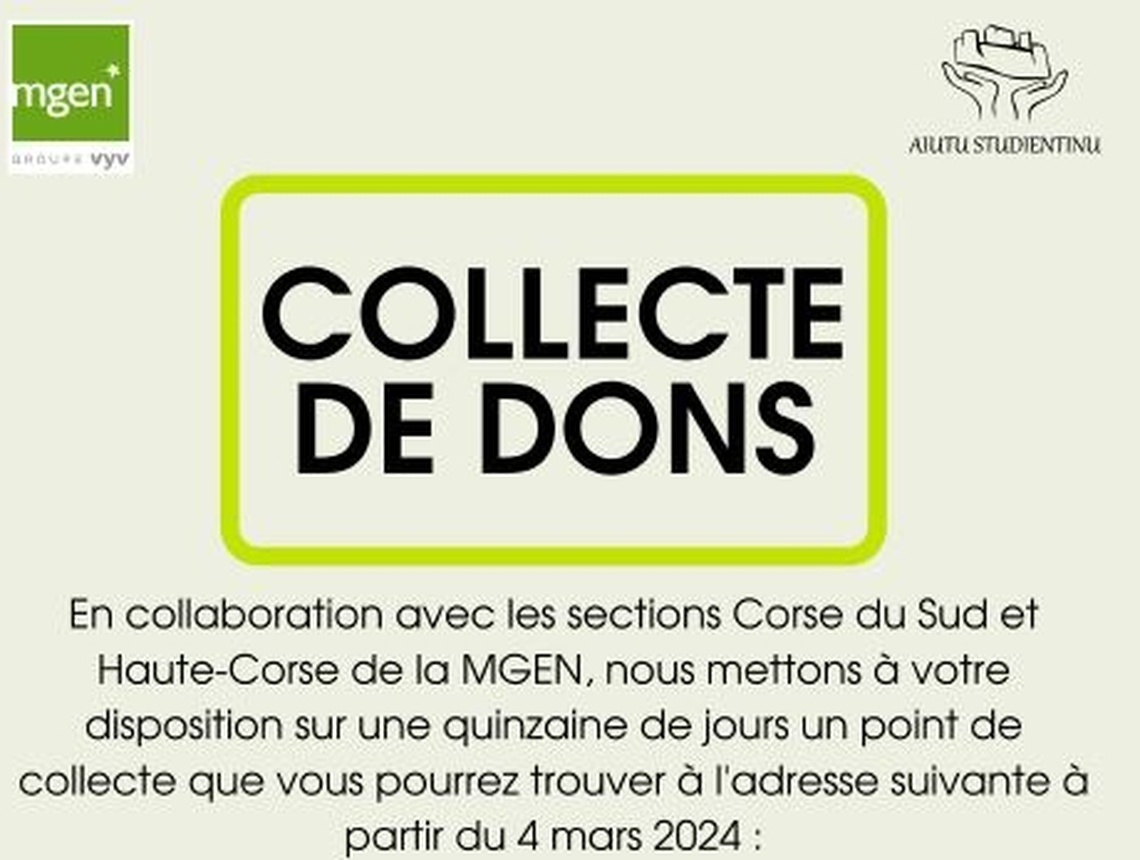 Section MGEN de la Corse-du-Sud - Collecte de dons pour nos étudiants