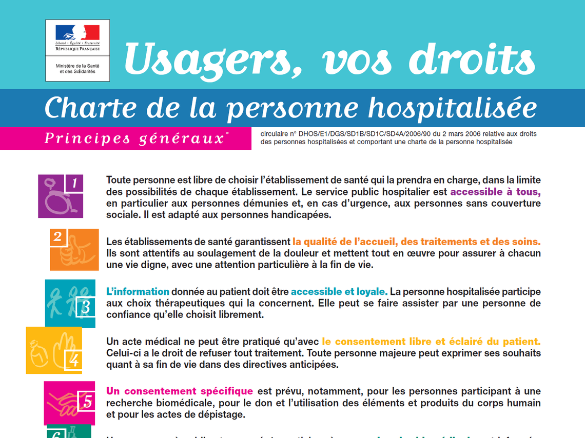 Etablissement de médecine et SSR Sainte-Feyre - Charte de la personne hospitalisée