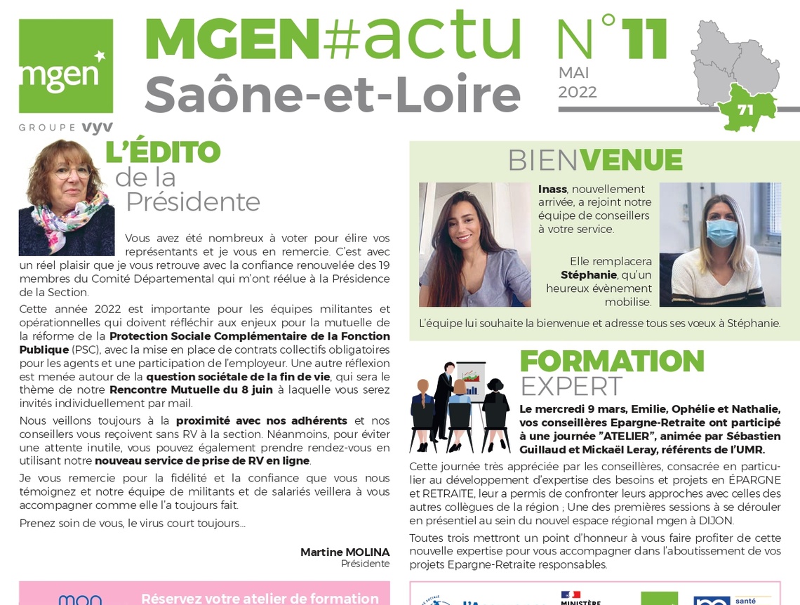 Section MGEN de Saône-et-Loire - Newsletter MGEN#Actu Saône-et-Loire