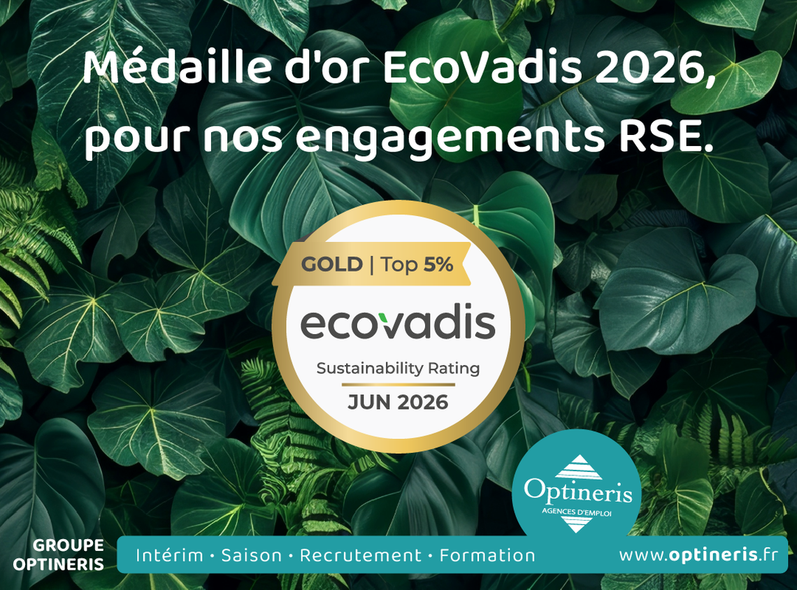 OPTINERIS SEINE ET MARNE - Médaille d'or EcoVadis 2026