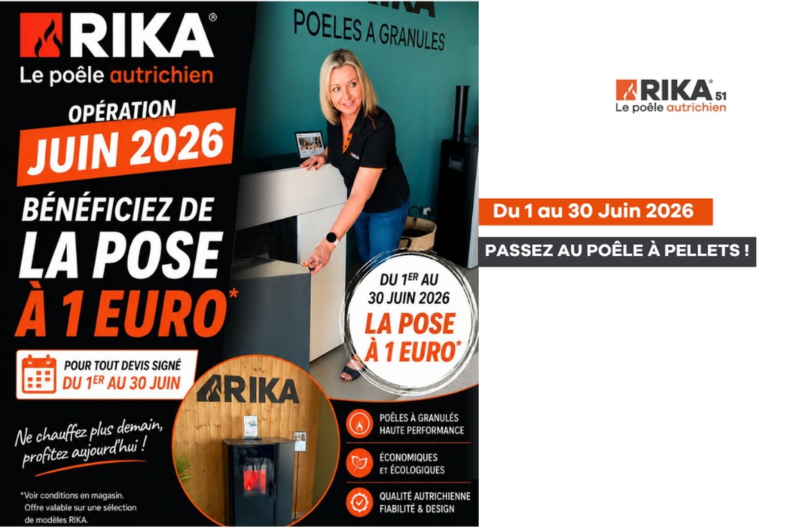 RIKA - LA POSE DE VOTRE POÊLE RIKA À 1€