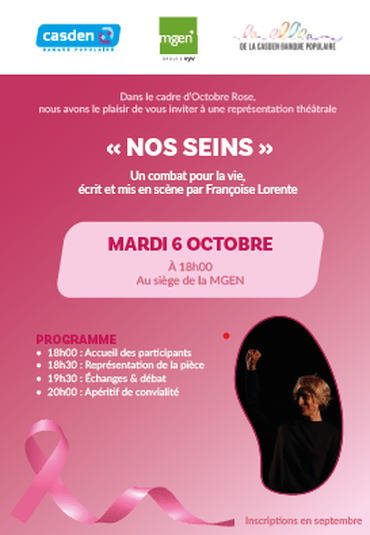 Espace Mutuel MGEN Paris 5 - Octobre rose, Invitation au Spectacle "Nos Seins" 