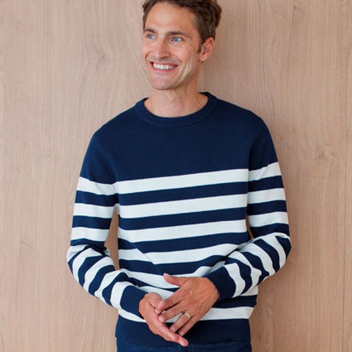 Survêtement Homme 3 Pièces Damart - Veste Zip, Pantalon Et T-shirt - Jersey Doux Intérieur Bouclette, Marine