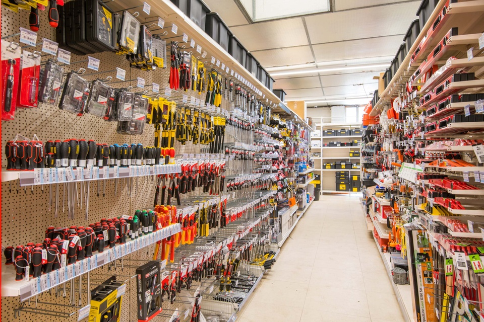 Hardware store tool aisle
