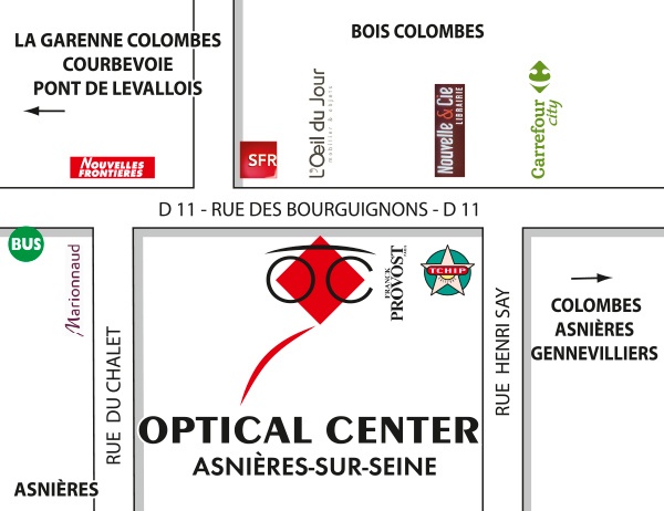 Mapa detallado de acceso Opticien ASNIÈRES-SUR-SEINE Optical Center