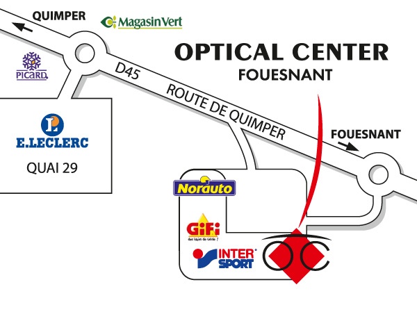 Gedetailleerd plan om toegang te krijgen tot Opticien FOUESNANT Optical Center