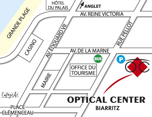 Mapa detallado de acceso Opticien BIARRITZ Optical Center