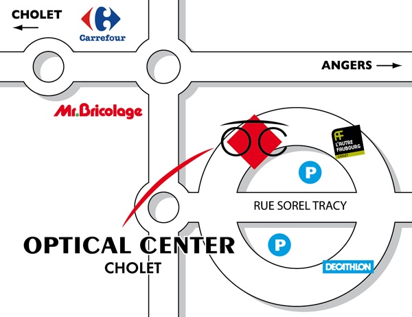 Mapa detallado de acceso Opticien CHOLET Optical Center