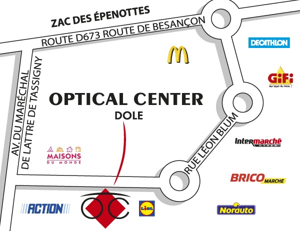 Gedetailleerd plan om toegang te krijgen tot Opticien DOLE Optical Center