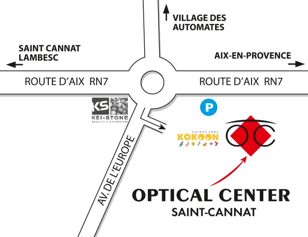 Mapa detallado de acceso Opticien SAINT-CANNAT Optical Center