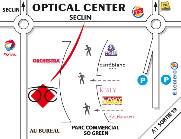 Mapa detallado de acceso Opticien SECLIN Optical Center