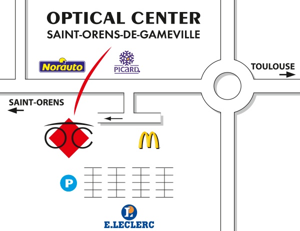 Mapa detallado de acceso Opticien SAINT-ORENS-DE-GAMEVILLE Optical Center