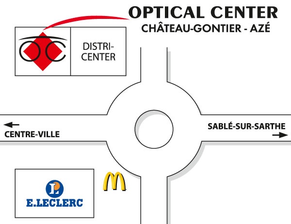 Mapa detallado de acceso Opticien CHÂTEAU-GONTIER - AZÉ Optical Center