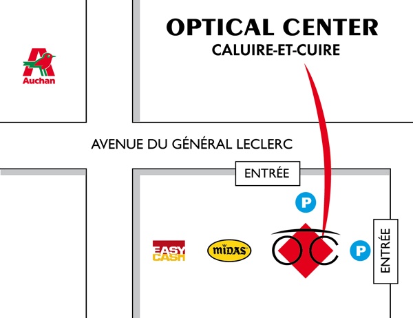 Mapa detallado de acceso Opticien CALUIRE-ET-CUIRE Optical Center