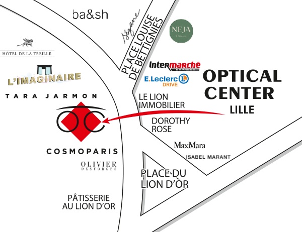 Detailed map to access to Opticien LILLE Optical Center