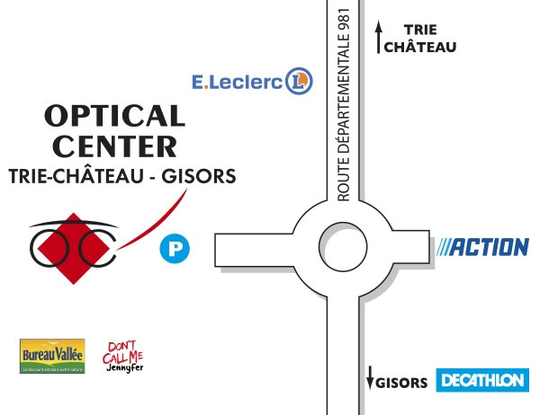 Mapa detallado de acceso Opticien TRIE-CHÂTEAU - GISORS Optical Center