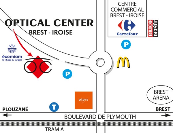 Detailed map to access to Opticien BREST - IROISE Optical Center