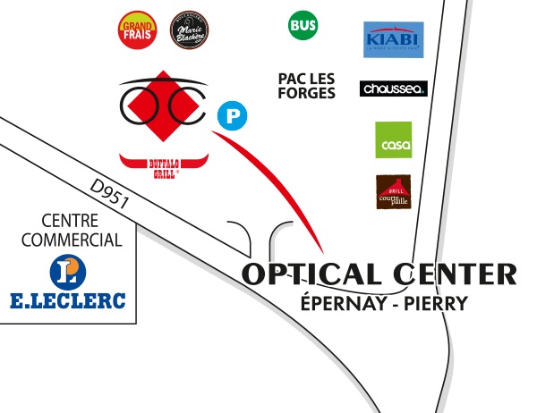 Mapa detallado de acceso Opticien ÉPERNAY - PIERRY Optical Center