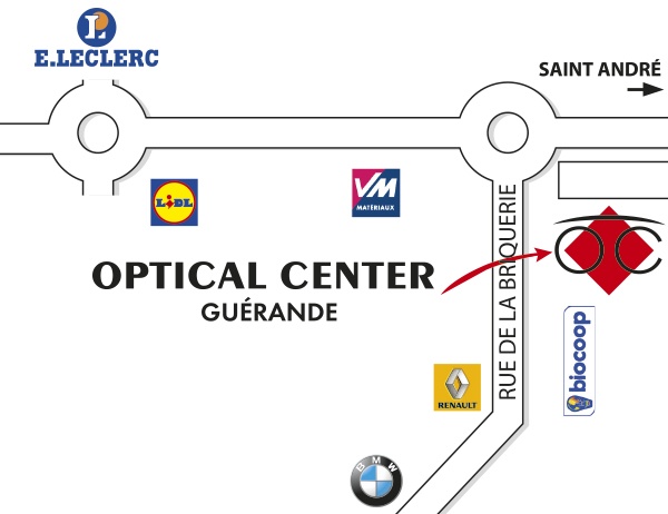 Plan detaillé pour accéder à Opticien GUÉRANDE Optical Center