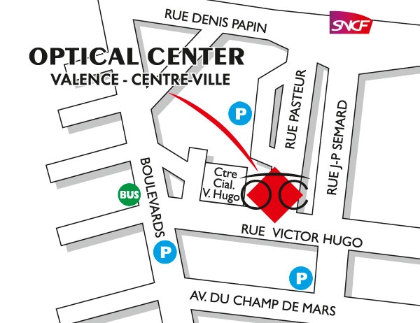 Plan detaillé pour accéder à Opticien VALENCE - CENTRE-VILLE Optical Center