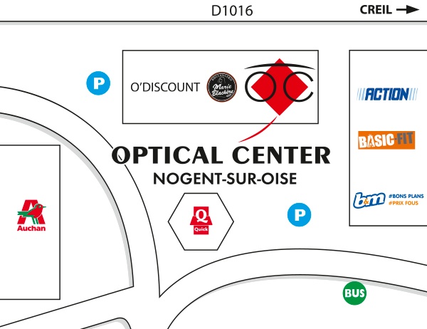 Mapa detallado de acceso Opticien NOGENT SUR OISE - CREIL Optical Center
