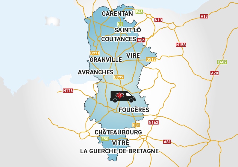Detailed map to access to Optical Center OC MOBILE FOUGÈRES