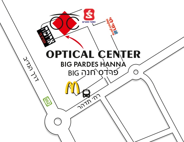 Mapa detallado de acceso Optical Center BIG PARDES HANNA