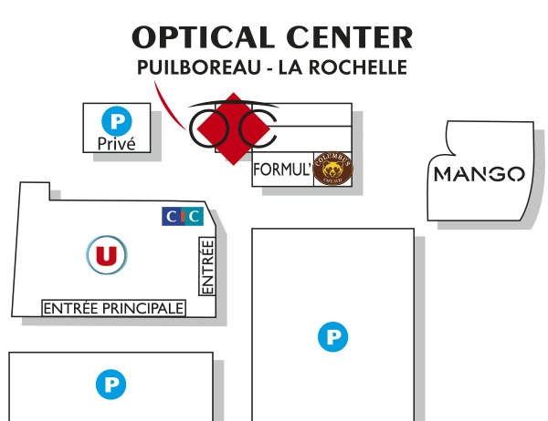 Mapa detallado de acceso Opticien PUILBOREAU - LA ROCHELLE Optical Center