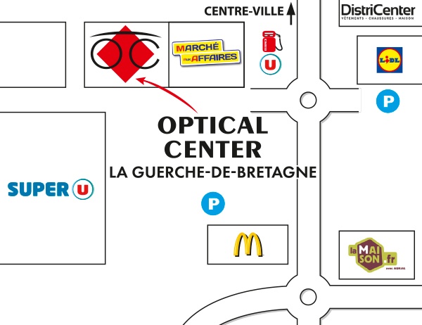 Detailed map to access to Opticien LA GUERCHE DE BRETAGNE Optical Center