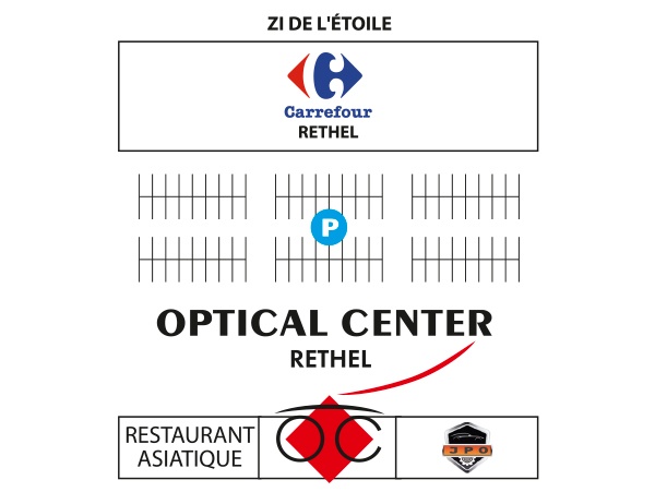 Mapa detallado de acceso Opticien RETHEL - Optical Center