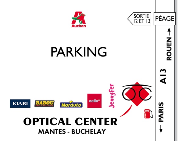 Mapa detallado de acceso Opticien MANTES - BUCHELAY Optical Center