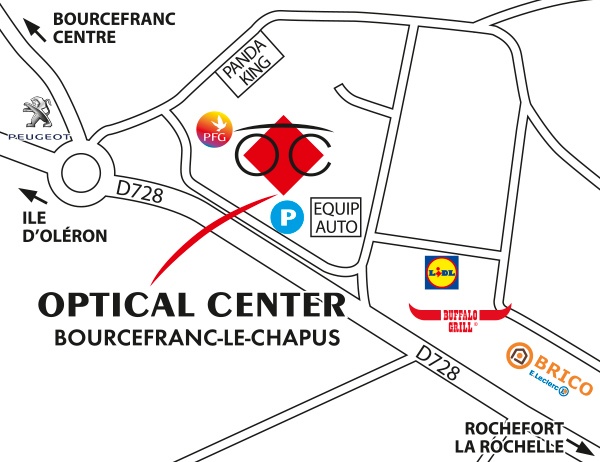 Plan detaillé pour accéder à Opticien BOURCEFRANC LE CHAPUS - Optical Center