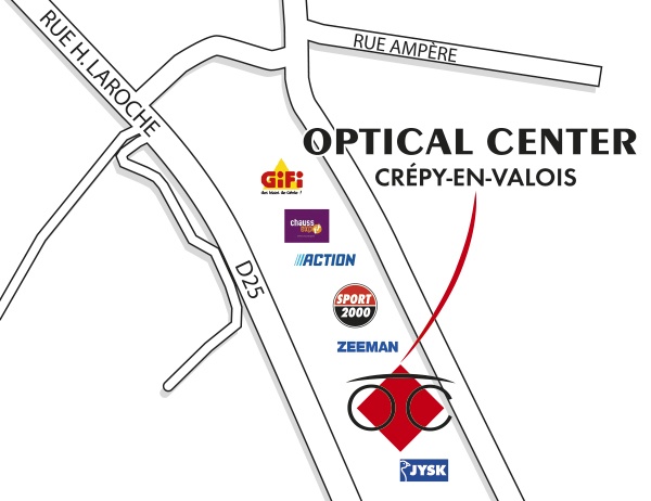 Gedetailleerd plan om toegang te krijgen tot Opticien CRÉPY-EN-VALOIS Optical Center