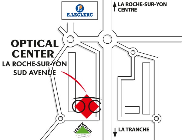 Mapa detallado de acceso Opticien LA ROCHE SUR YON - SUD AVENUE Optical Center