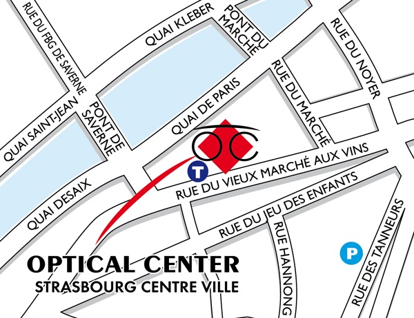 Mapa detallado de acceso Opticien STRASBOURG - CENTRE VILLE Optical Center