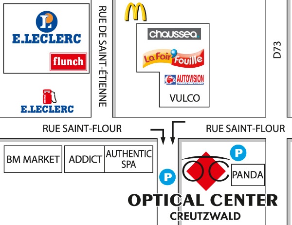 Gedetailleerd plan om toegang te krijgen tot Optical Center CREUTZWALD
