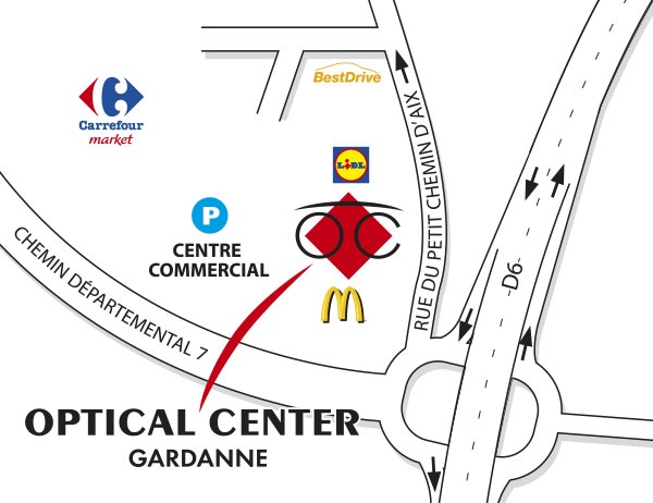 Mapa detallado de acceso Opticien GARDANNE - Optical Center