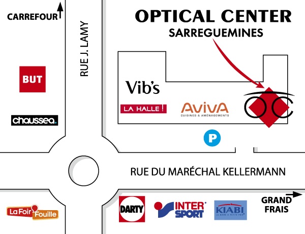 Detailed map to access to Opticien SARREGUEMINES Optical Center