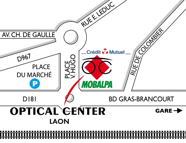 Mapa detallado de acceso Opticien LAON Optical Center