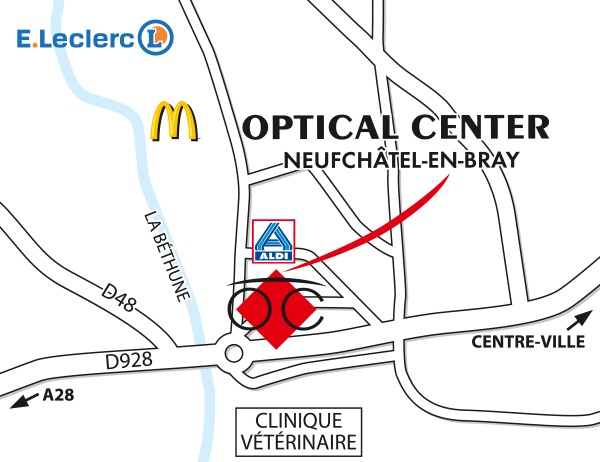 Gedetailleerd plan om toegang te krijgen tot Opticien NEUFCHATEL EN BRAY - Optical Center