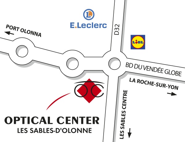 Mapa detallado de acceso Opticien LES SABLES D'OLONNE Optical Center