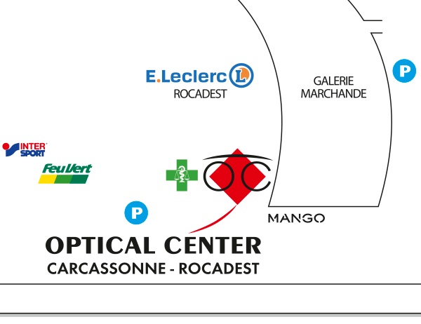 Gedetailleerd plan om toegang te krijgen tot Opticien CARCASSONNE - ROCADEST Optical Center