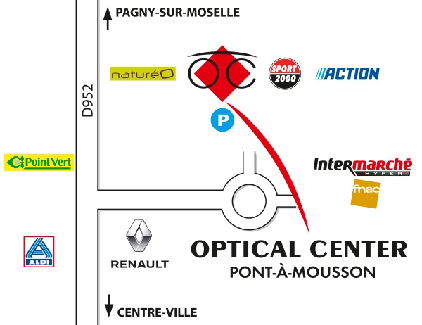 Mapa detallado de acceso Opticien PONT-À-MOUSSON Optical Center