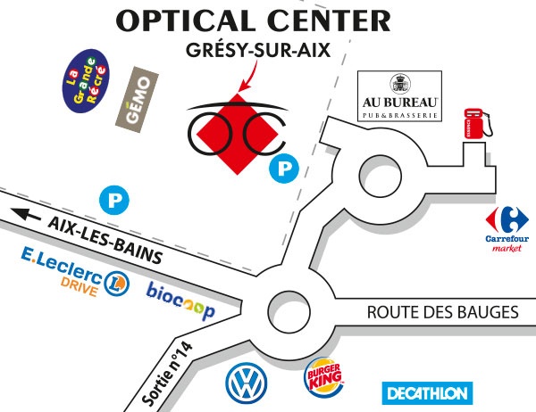 Plan detaillé pour accéder à Opticien GRÉSY-SUR-AIX Optical Center