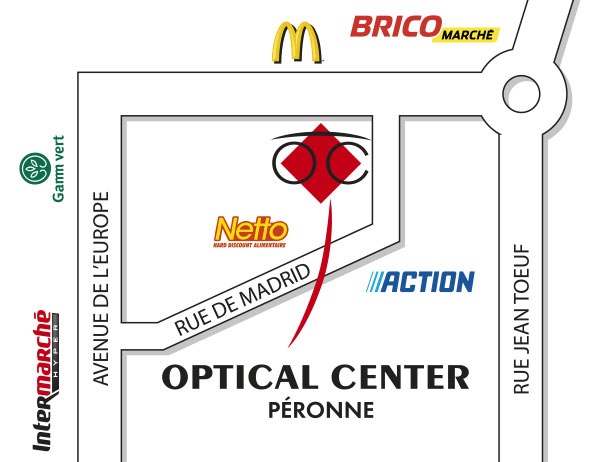 Gedetailleerd plan om toegang te krijgen tot Opticien PÉRONNE Optical Center