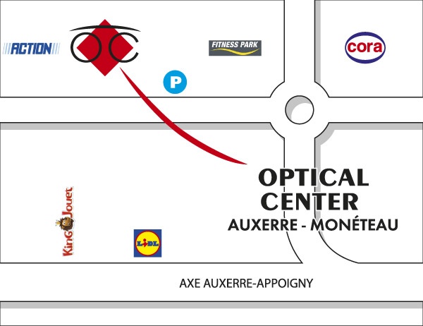 Mapa detallado de acceso Opticien AUXERRE - MONÉTEAU Optical Center