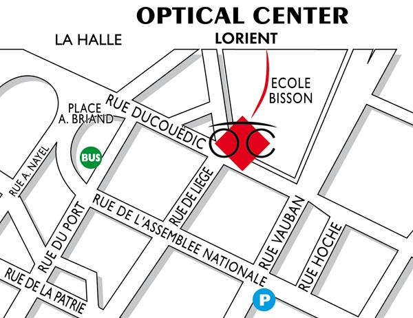 detaillierter plan für den zugang zu Opticien LORIENT Optical Center