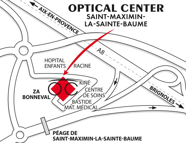 Plan detaillé pour accéder à Opticien SAINT-MAXIMIN-LA-SAINTE-BAUME Optical Center