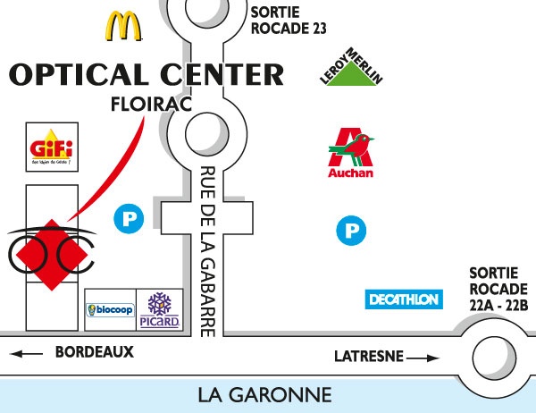 Detailed map to access to Opticien FLOIRAC Optical Center