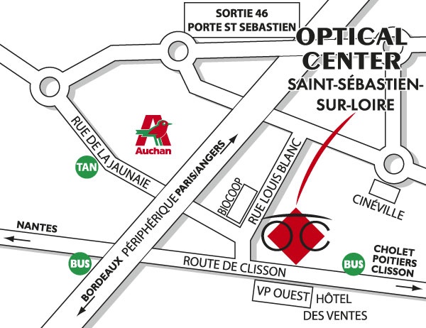 Gedetailleerd plan om toegang te krijgen tot Opticien SAINT SÉBASTIEN SUR LOIRE - Optical Center